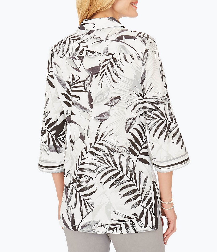Foxcroft The Liberty Palm Print Button Front Tunic