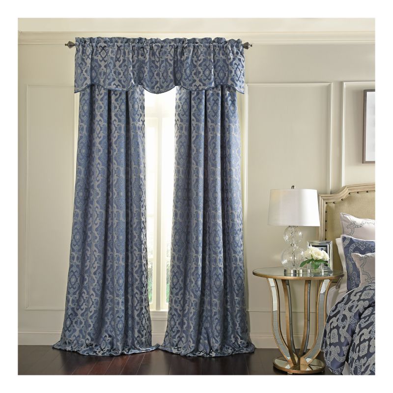 63"x52" Normandy Blackout Window Curtain Blue - Beautyrest