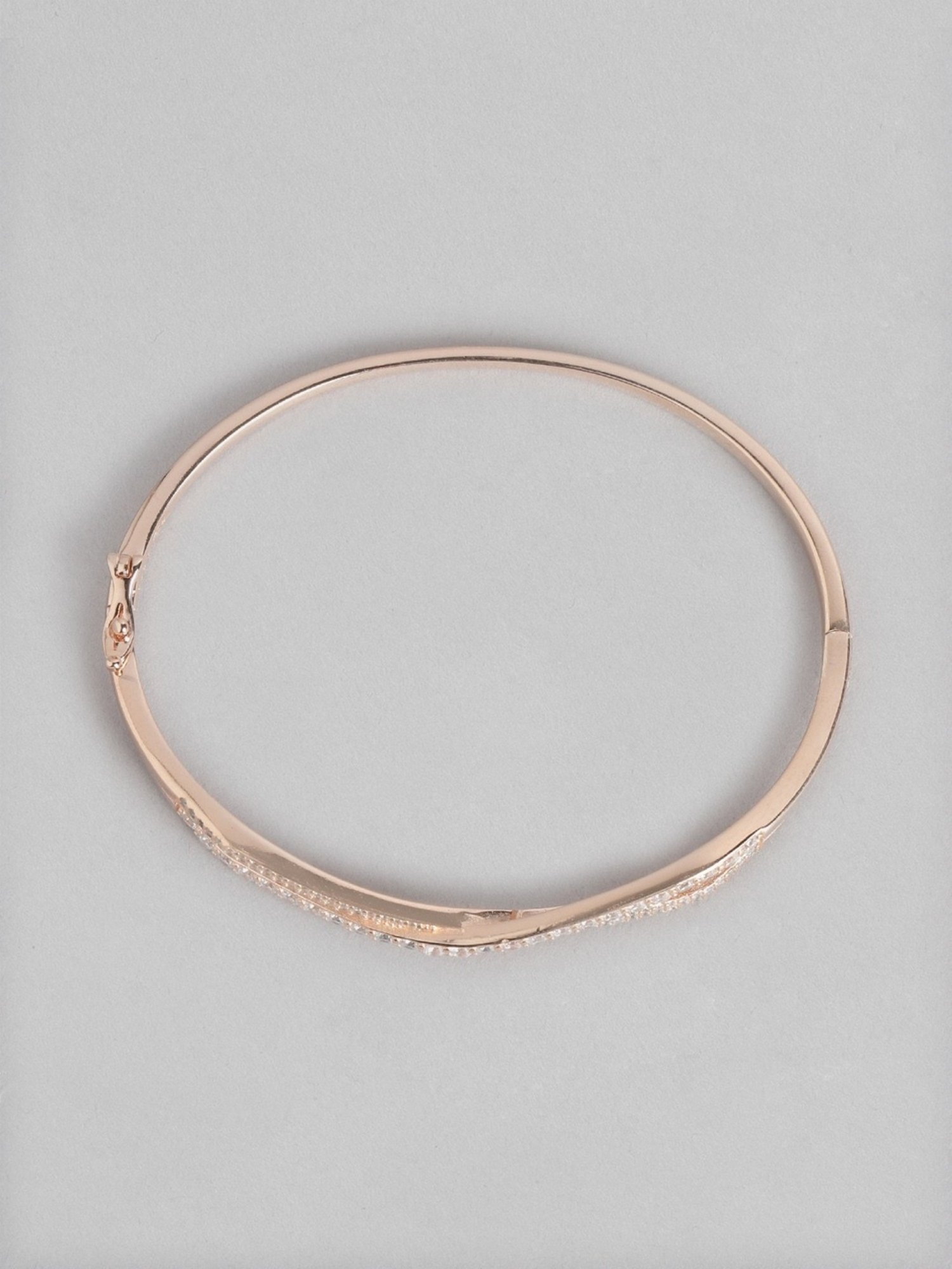 Zavya Infinity CZ Rose Gold-Plated 92.5 Sterling Silver Kada Bracelet