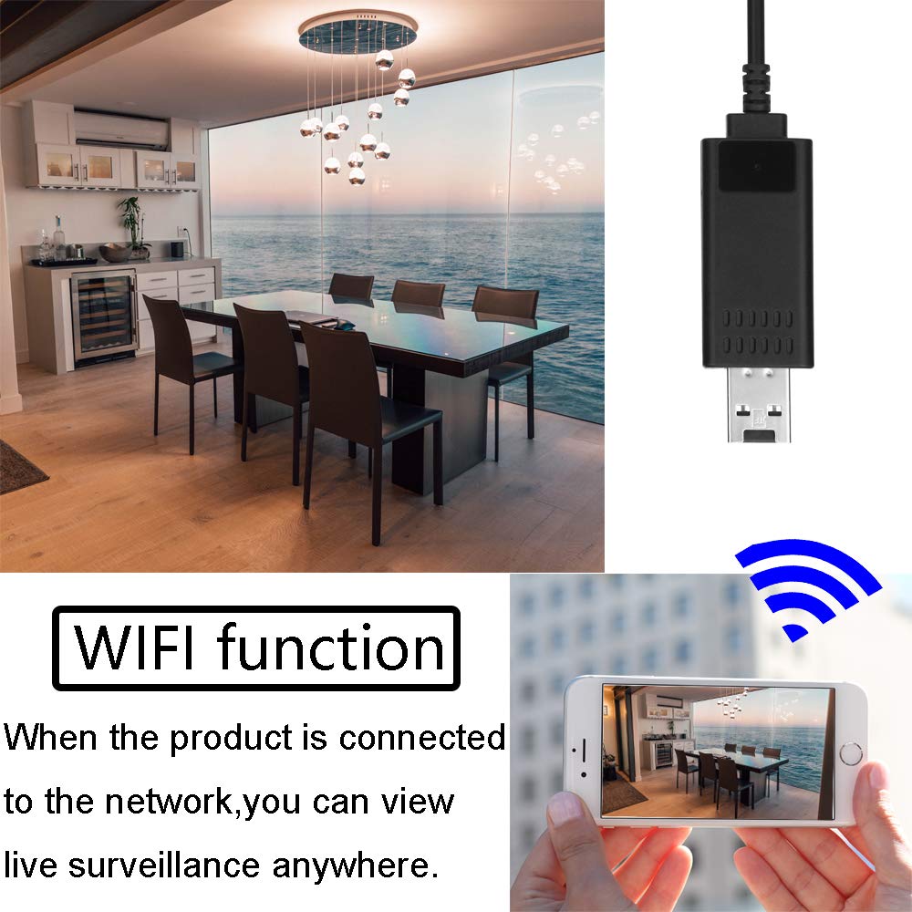 WiFi Mini Hidden Camera Wireless HD 1080P USB Charger Camera Nanny Hidden Cable Video Cam with Remote View/Motion Detection/Loop Recording for Home Security Surveillance