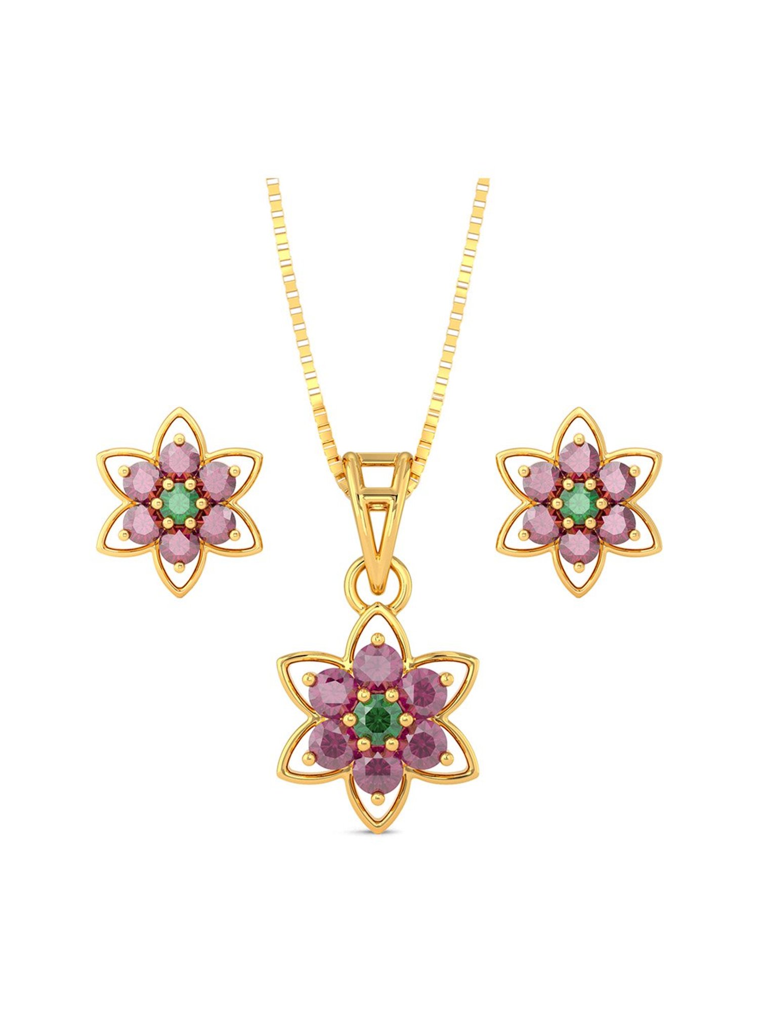 Joyalukkas 22k Gold Floral Pendant Set for Women