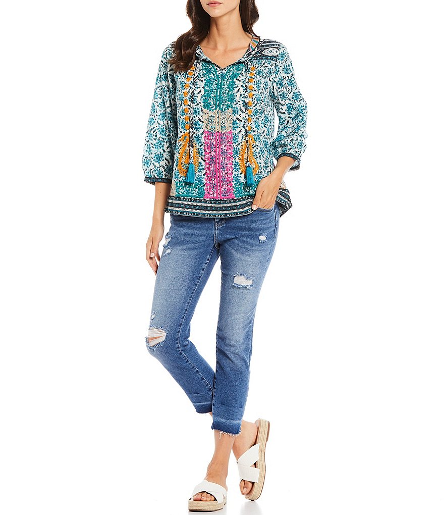 Jag Jeans Carter Destruction Detail Released Girlfriend Crop Jeans