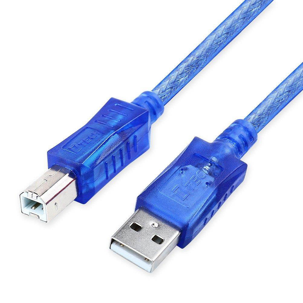 DTech 6 Feet USB 2.0 Printer Cable A Male to B Male Port Shielded Data Transfer Wire (6ft - Blue)