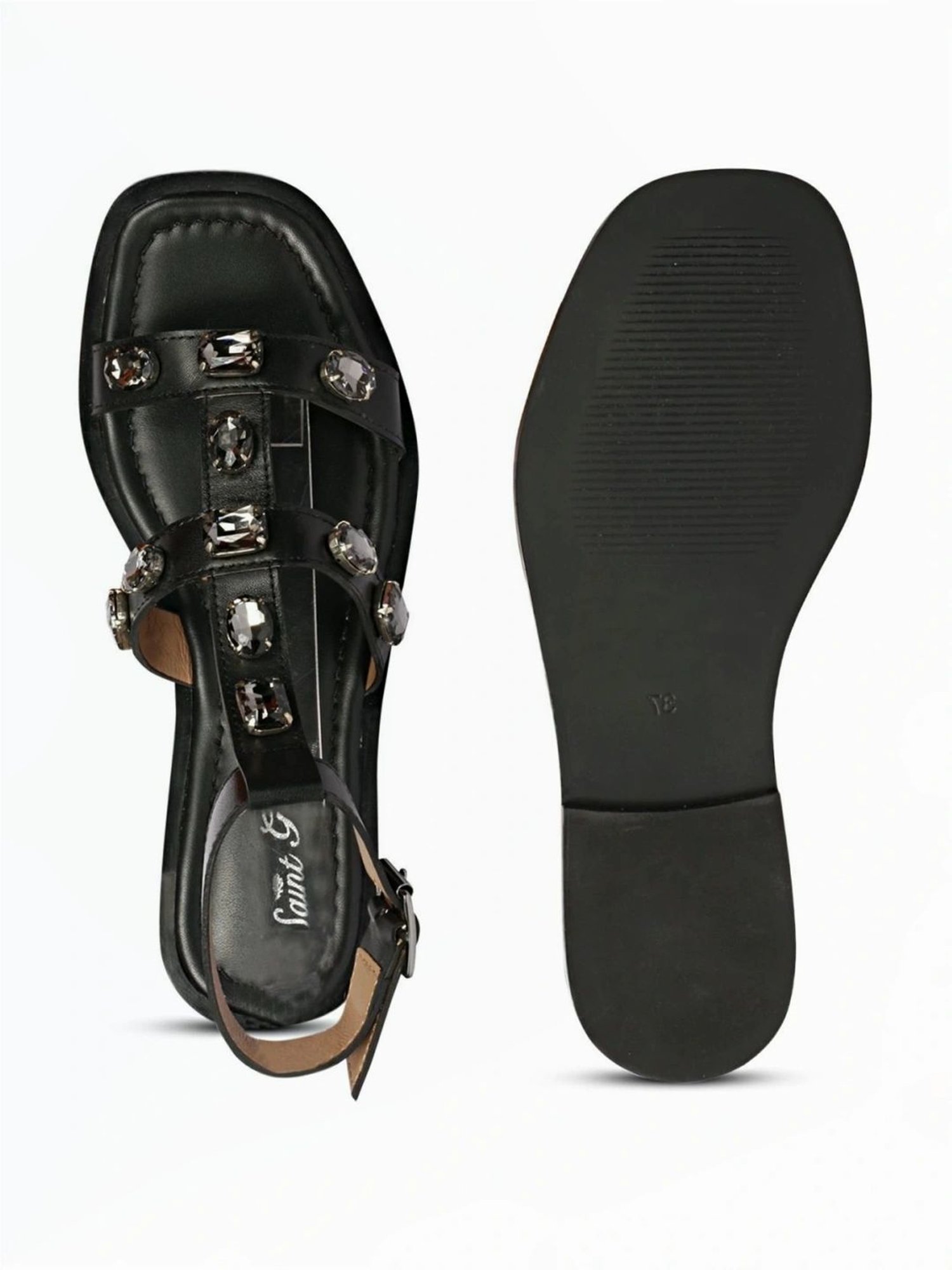 Saint G Women's Black Ankle Strap Sandals