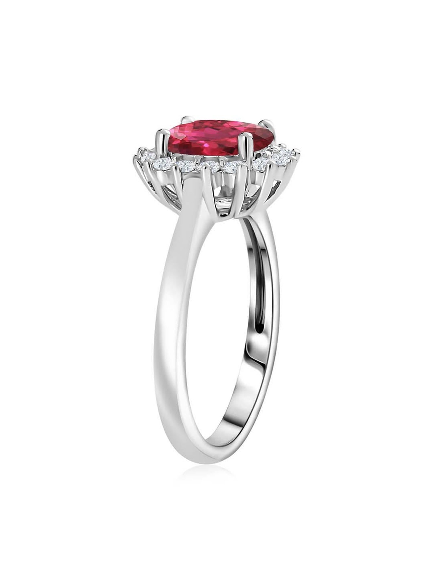 Ornate Jewels 925 Silver 1.5 Carat Red Ruby Halo Ring for Women & Girls