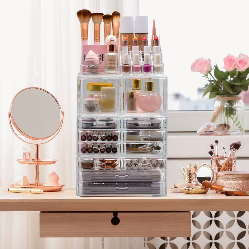 Sorbus Cosmetic Makeup and Jewelry Storage Case Tower Display Organizer - Marble
