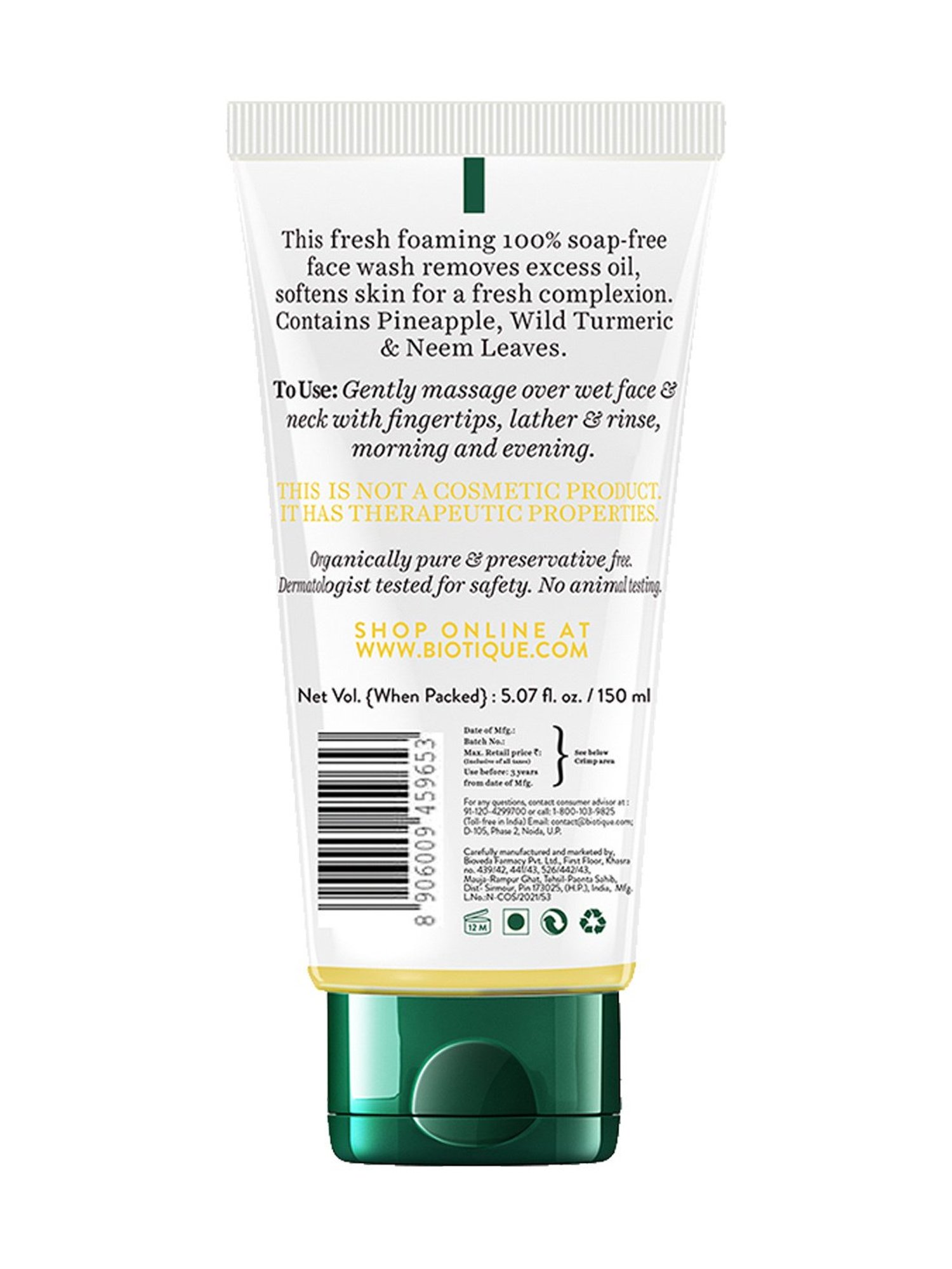 BIOTIQUE Pineapple Oil Control Foaming Face Wash - 150 ml