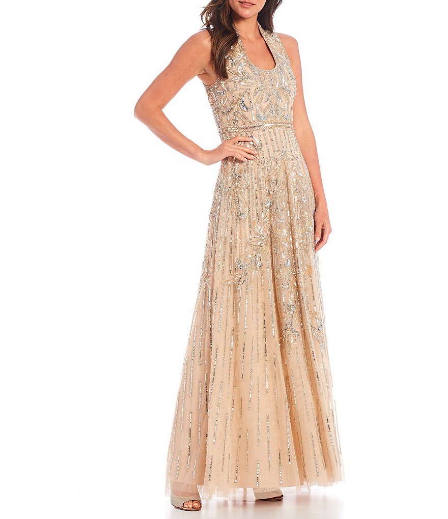 Aidan Mattox Beaded Scoop Neck Sleeveless Ball Gown