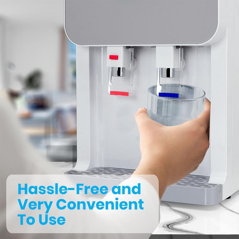 NutriChef PKTWC36SL Universal Top Loading Thermoelectric Hot & Cold Water Dispenser System w/ Child Safe Glass Front Panel, 43 to 203 Degrees