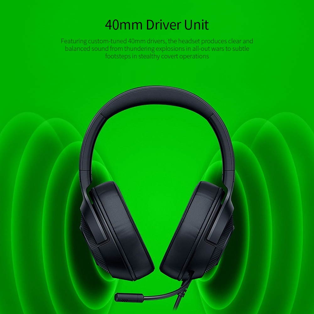 Razer Kraken X-Mercury Gaming Headset 7.1 Surround Sound Headset with Bendable Cardioid Microphone 40mm Driver Unit