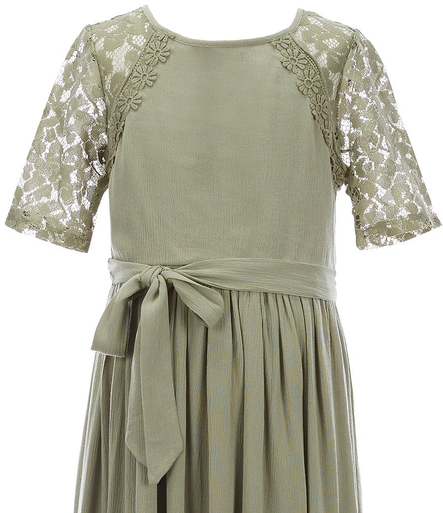 Us Angels Big Girls 7-16 Lace-Sleeve Asymmetrical-Hem Maxi Dress