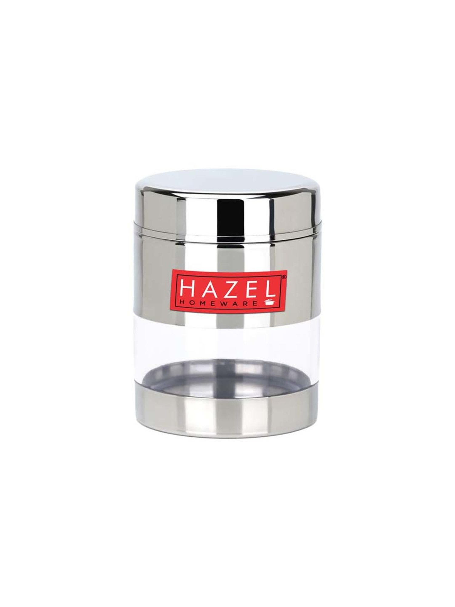 HAZEL Silver & transparent Stainless Steel Mukhwas Container (0.3 L)