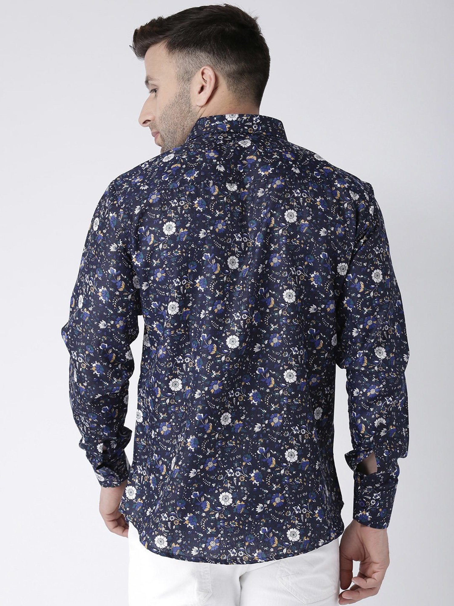 Hangup Plus Navy Slim Fit Printed Shirt