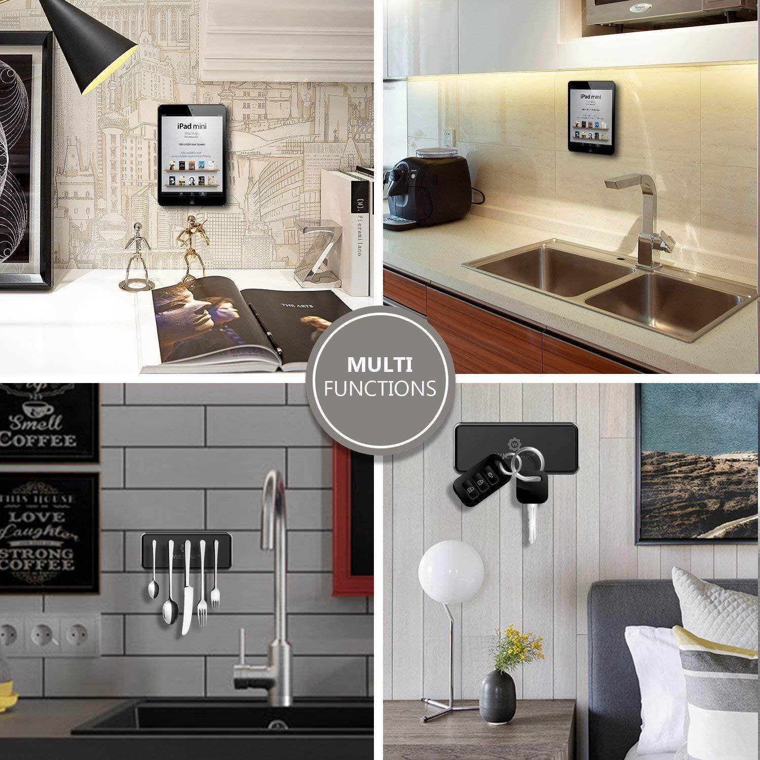 Magnetic Phone Car Mount WizGear Universal Stick On Rectangle Flat Dashboard Magnetic Car Mount Holder, for Cell Phones and Mini Tablets -Extra Strong with 10 Magnets!