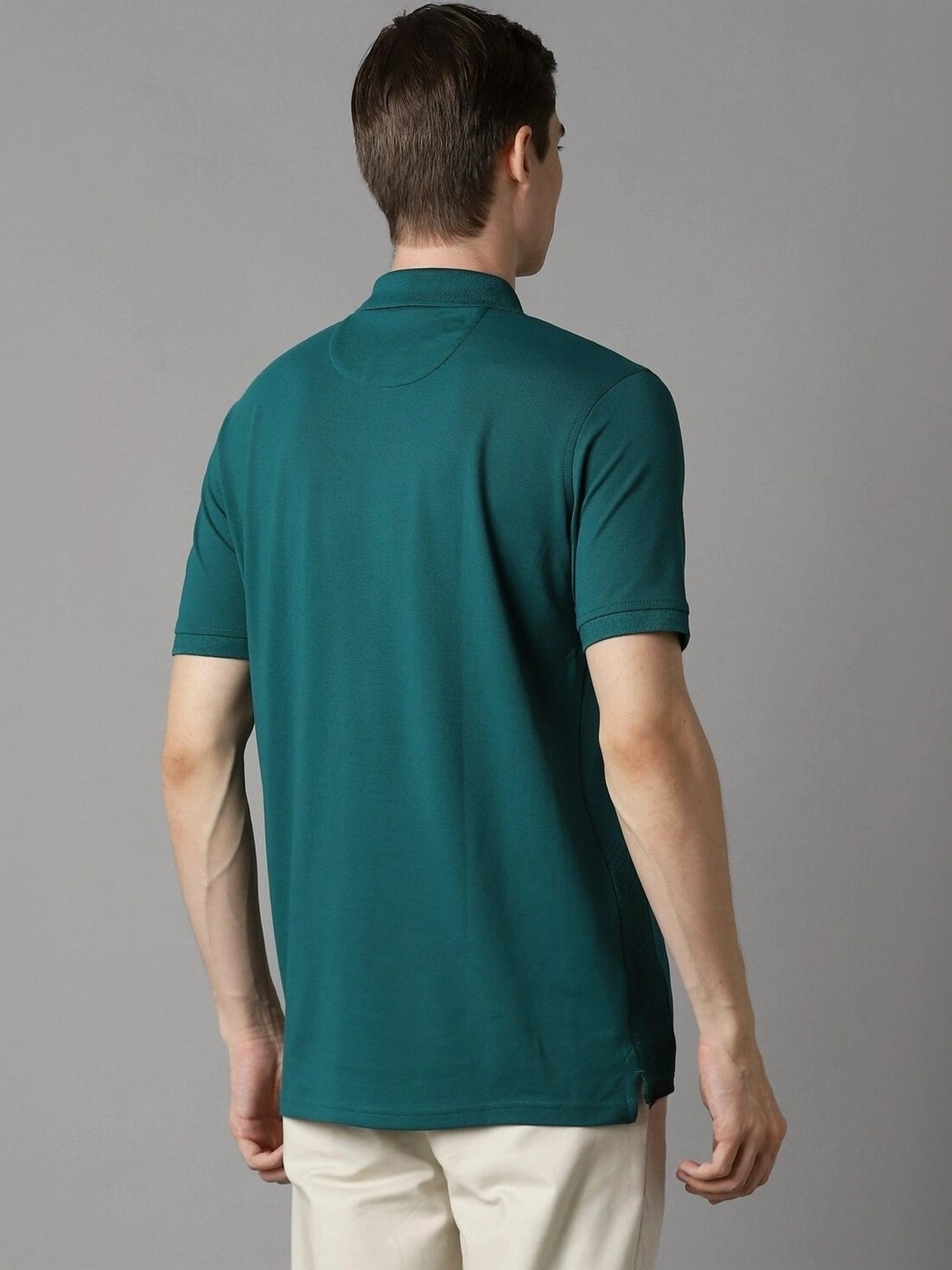 Louis Philippe Green Regular Fit Printed Polo T-Shirt