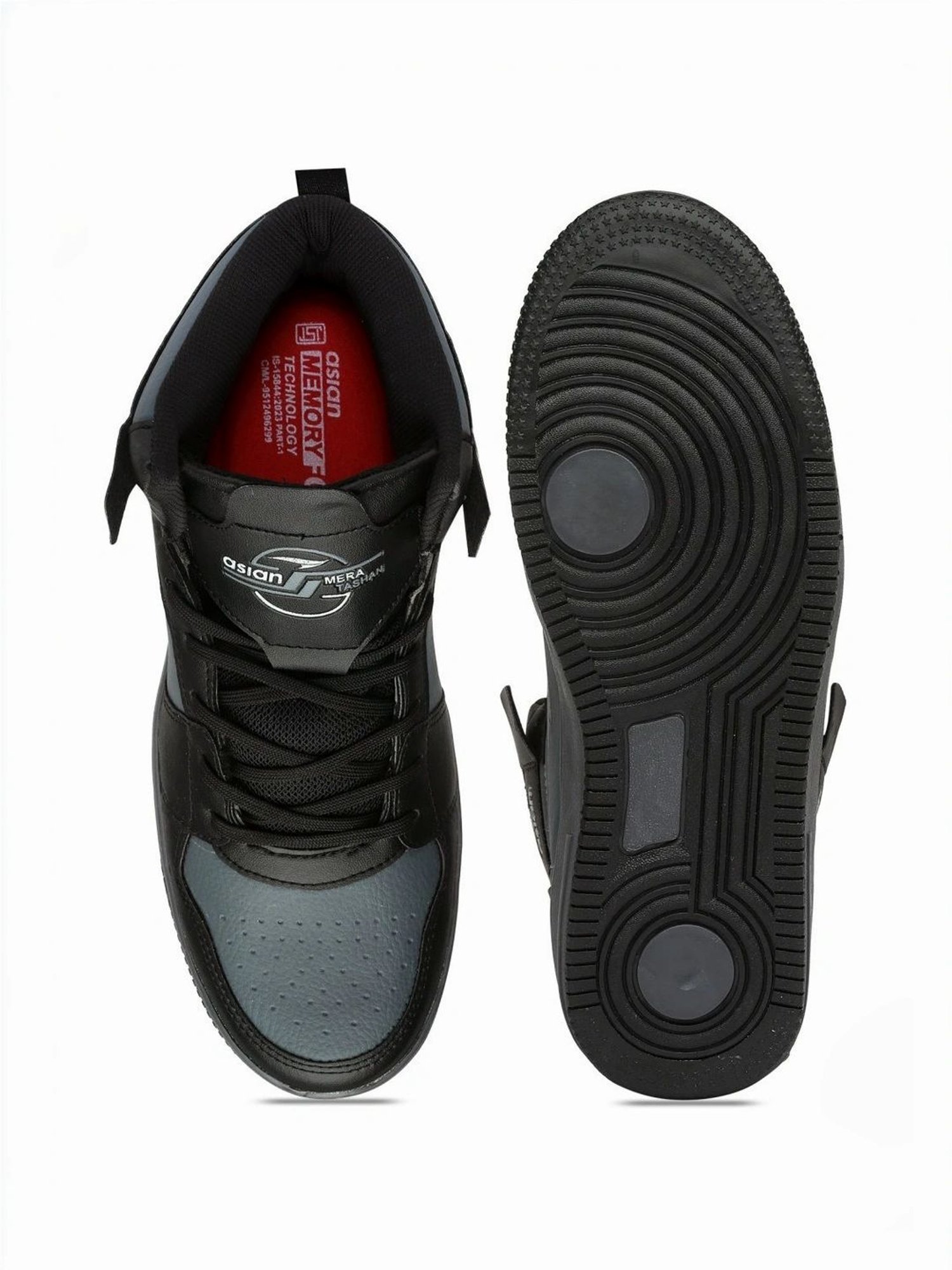 Asian Men's Grey & Black Ankle High Sneakers