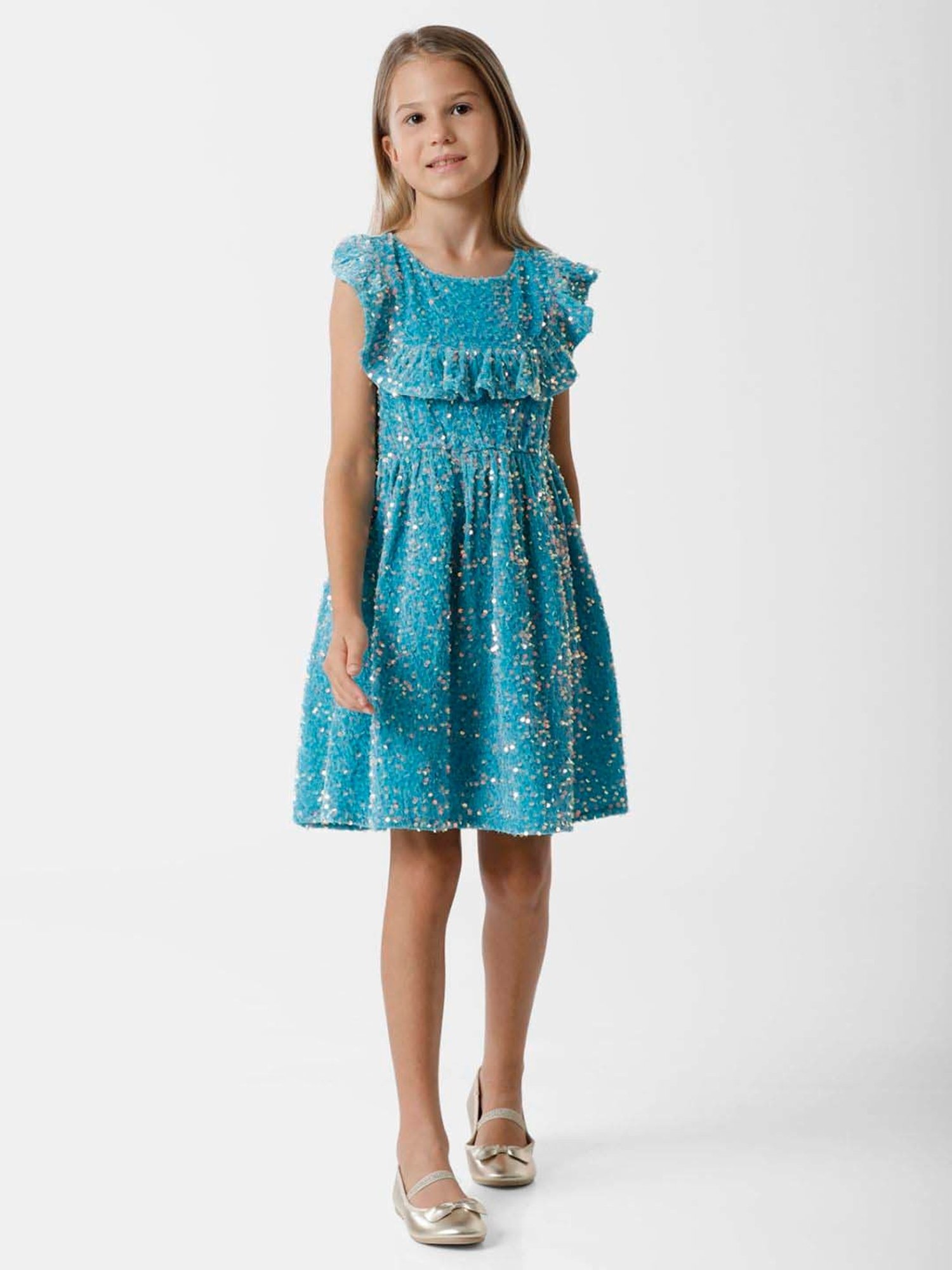 Kate & Oscar Kids Blue Embellished Dress