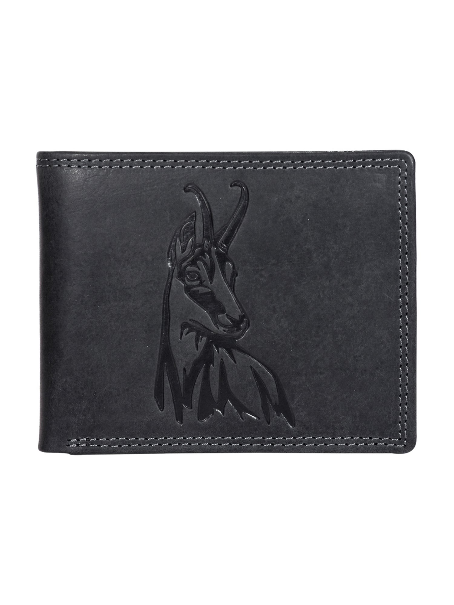 SASSORA Black ARLO Textured Small Leather Bi-Fold Wallet