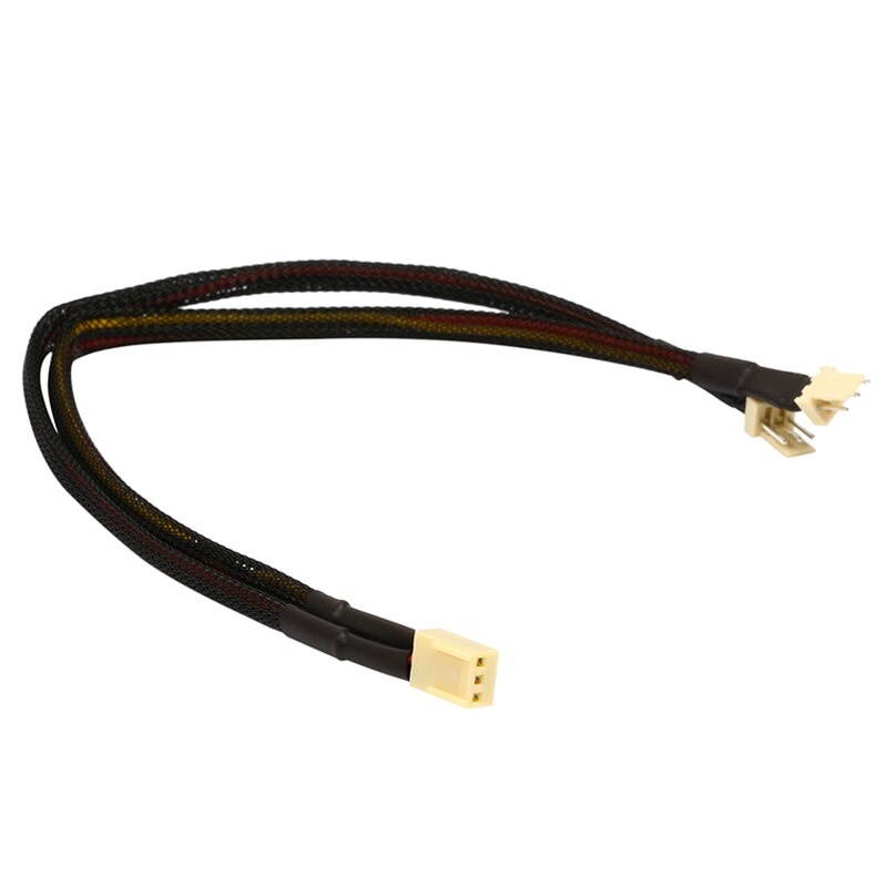 Black Net Jacket Sleeved 12 inch 1 to 2 Molex TX3 3 Pin Case Cooling Fan Splitter Hub Power Adapter Cable Cord ,ATX PSU 12V/5V