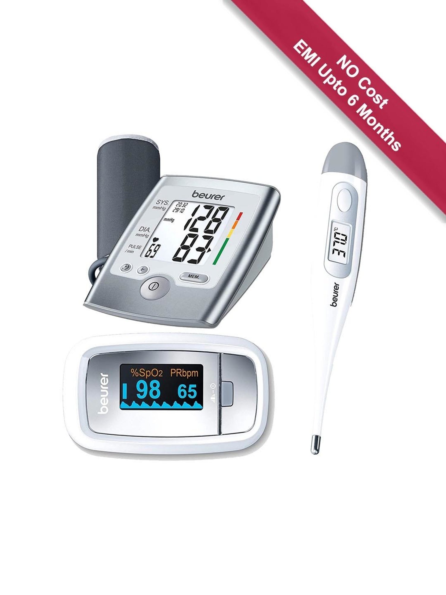 Beurer BM 35 BP Monitor, FT 09 Thermometer and PO 30 Pulse Oximeter (Medical Kit)