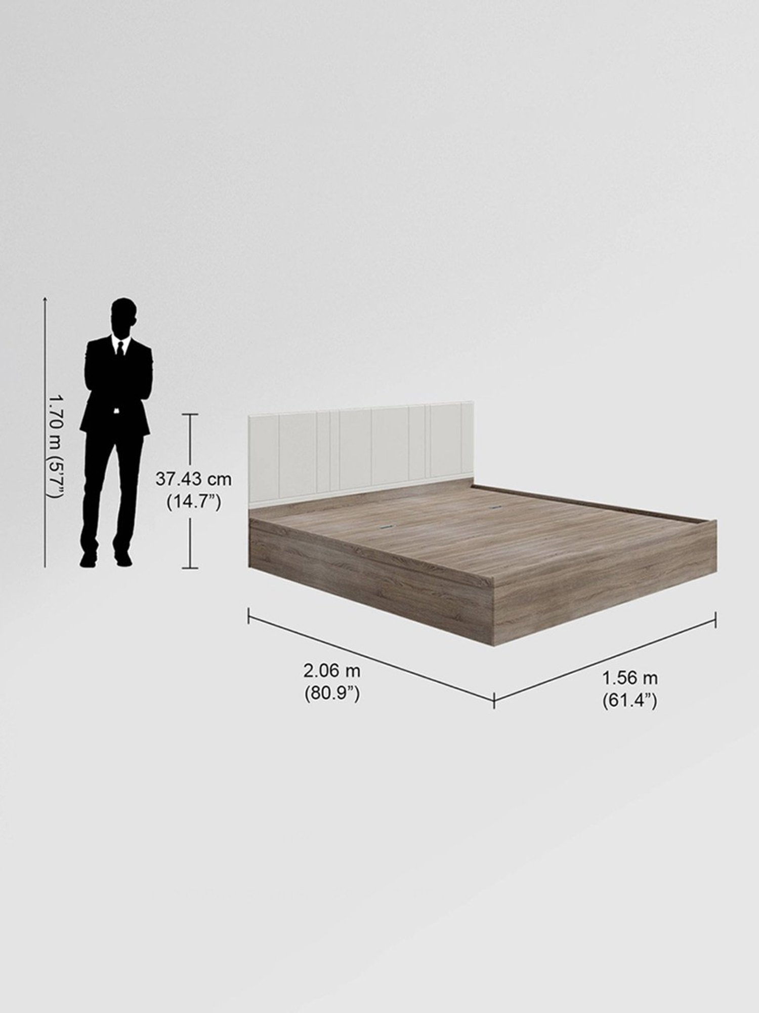 Godrej Interio Chime Sonoma Oak Engineered Wood Queen Bed