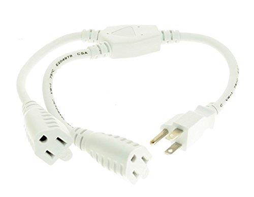 Coolgear White 16-inch UL Listed Power Y-Cable Computer Power Cable