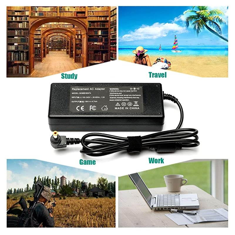 AC Adapter Laptop Charger PA5035U1ACA PA190004 Replacement for Toshiba Satellite L775 L745 L755 L305 L305D L455 L505 L505D L635 L655 L655D L855 A105 A135 C655 C855 PA3714U1ACA Power Cord