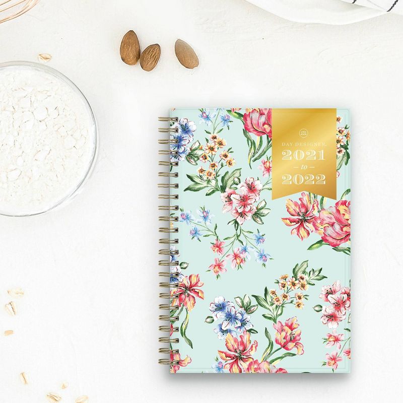 2021-22 Academic Planner 8"x5" Clear Pocket Cover Weekly/Monthly Wirebound Tulip Garden Mint - Day Designer