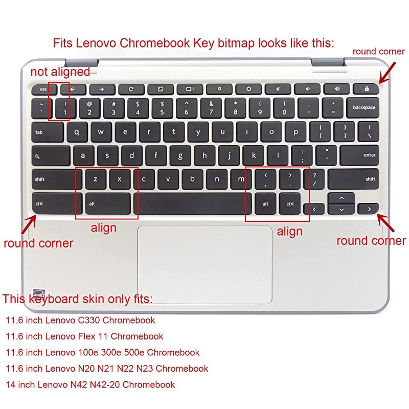 Keyboard Cover Skin for 11.6" Lenovo Chromebook C330, 11.6" Lenovo Flex 11 Chromebook, 11.6" Lenovo Chromebook N20 N21 N22 N23 100e 300e 500e, 14" Lenovo Chromebook N42 N42-20 - Ombre Purple