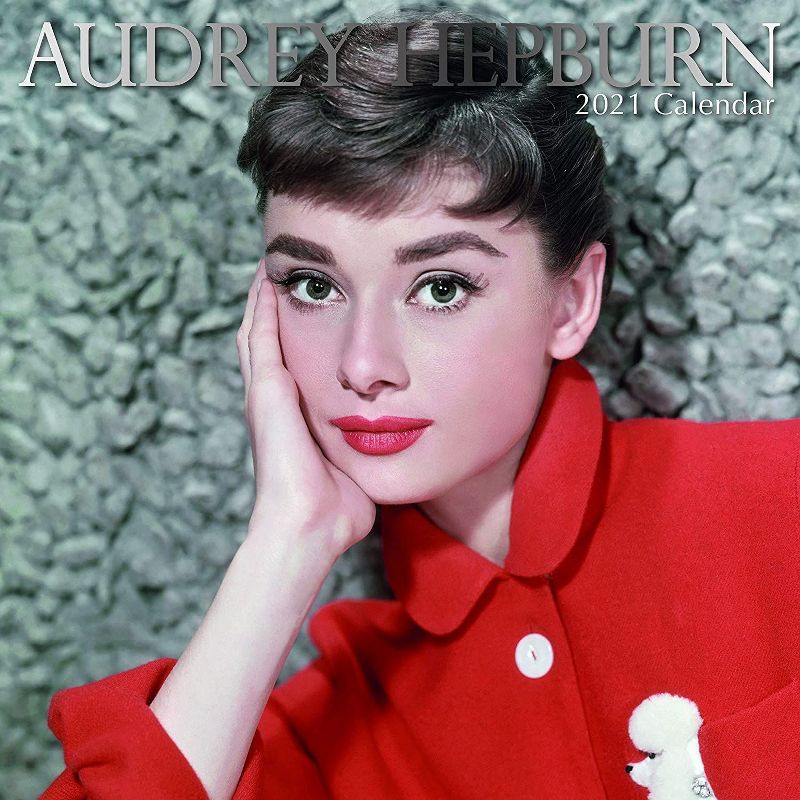 The Gifted Stationery 2021 Wall Calendar 12" x 12" Monthly View, Audrey Hepburn, 16-Month, with 180 Reminder Stickers