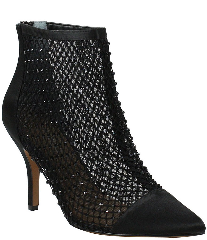 J. Renee Sosian Rhinestone Mesh Satin Booties
