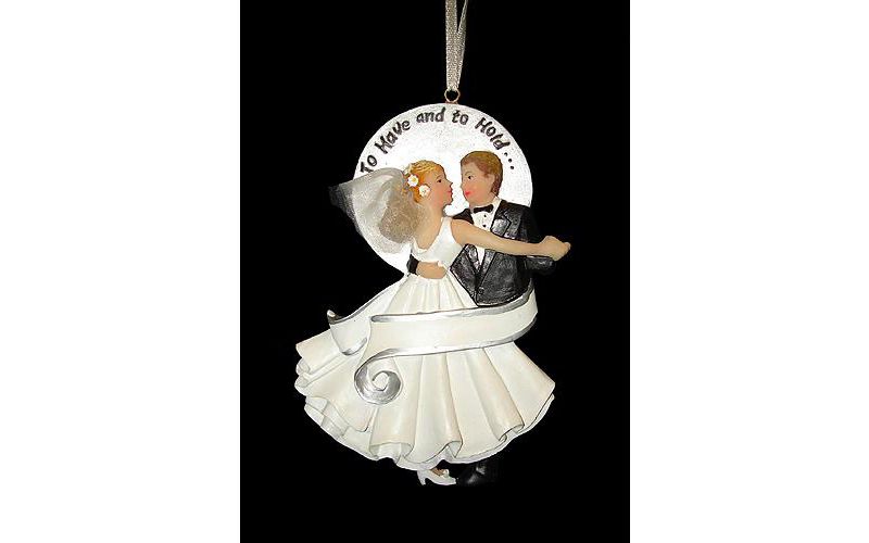 Kurt S. Adler 4.5" White and Black "To Have And To Hold" Wedding Couple Ornament