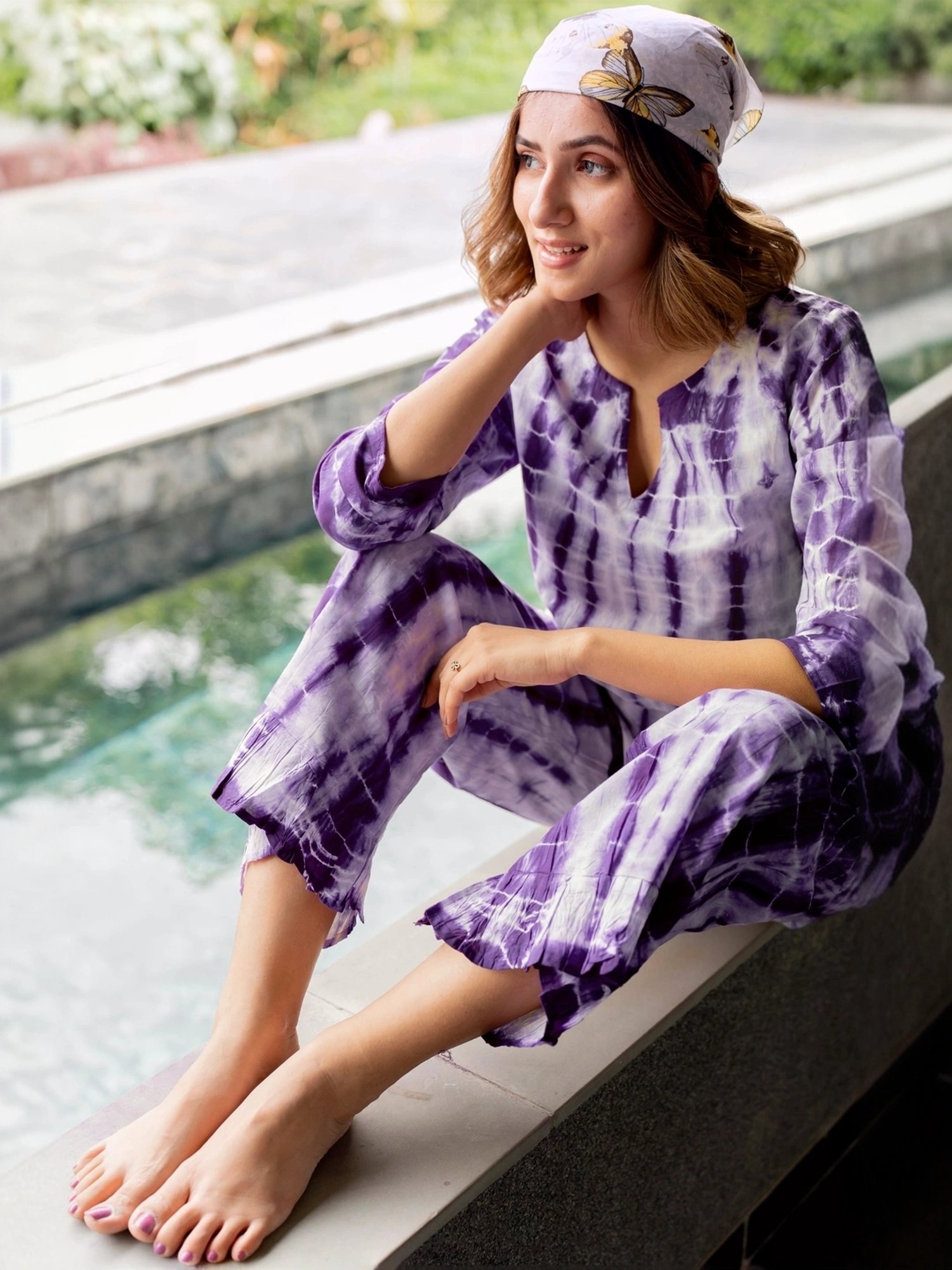 MIRCHI FASHION Purple Cotton Printed Top Pant Set