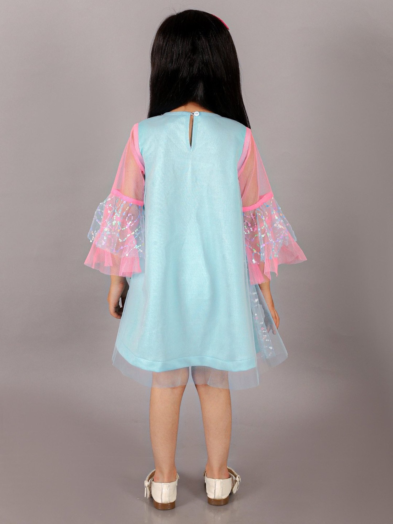 Lil Drama Kids Sky Blue Embellished Dress