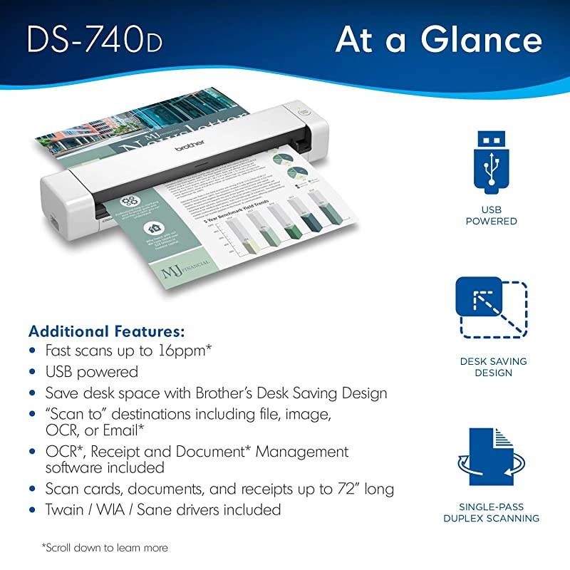 DS-740D Duplex Compact Mobile Document Scanner