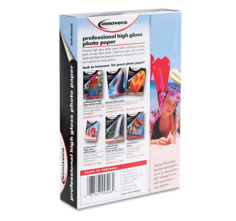 Innovera High-Gloss Photo Paper 4 x 6 100 Sheets/Pack 99546