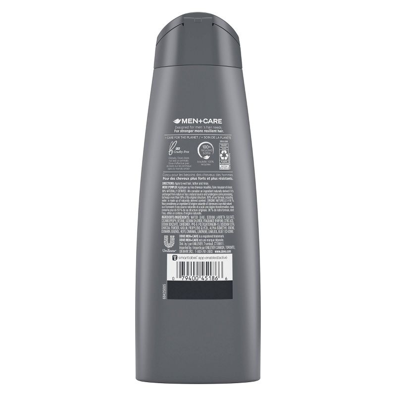 Dove Men + Care Charcoal + Clay Plant Based Naturally Derived Purifying Shampoo - 12 fl oz/4pk