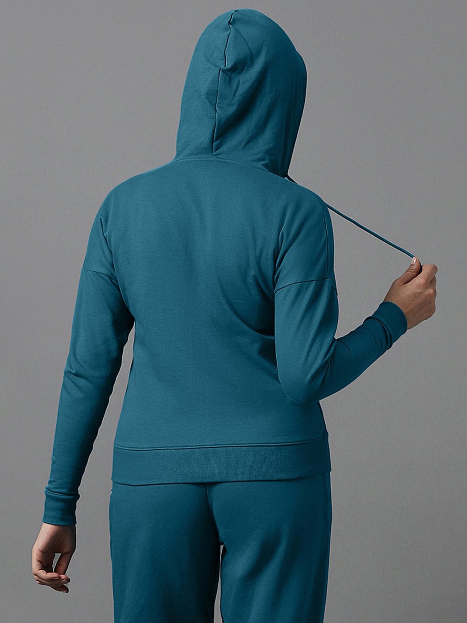 Amante Blue Cotton Sports Hoodie