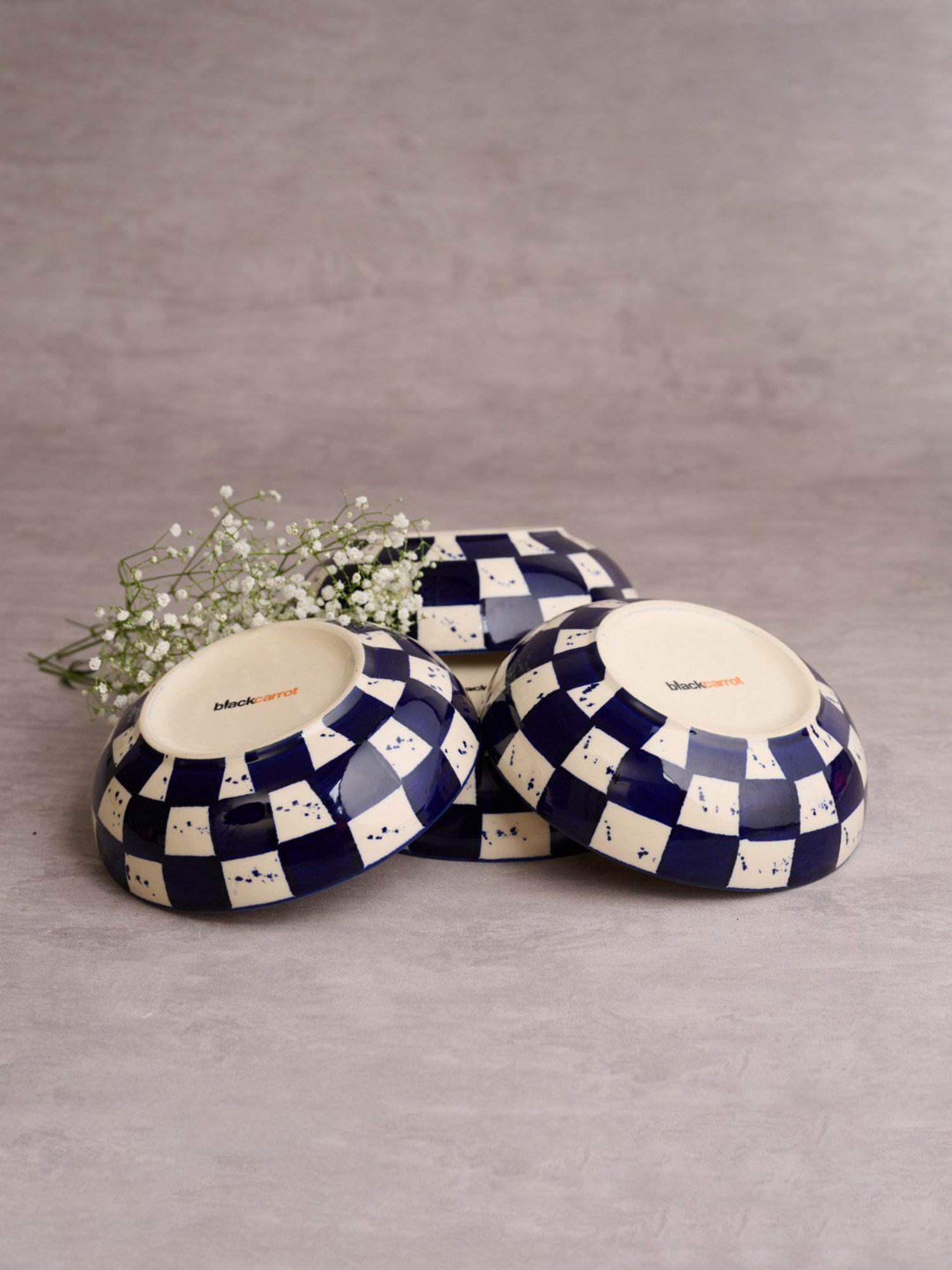 BlackCarrot Blue & White Ceramic Snack Bowls Set of 2