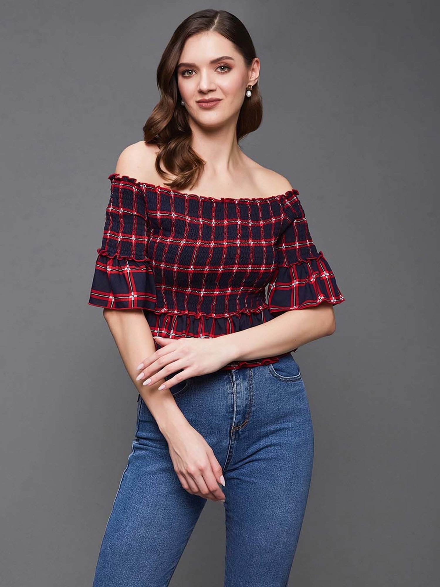 Miss Chase Multicolor Check Top
