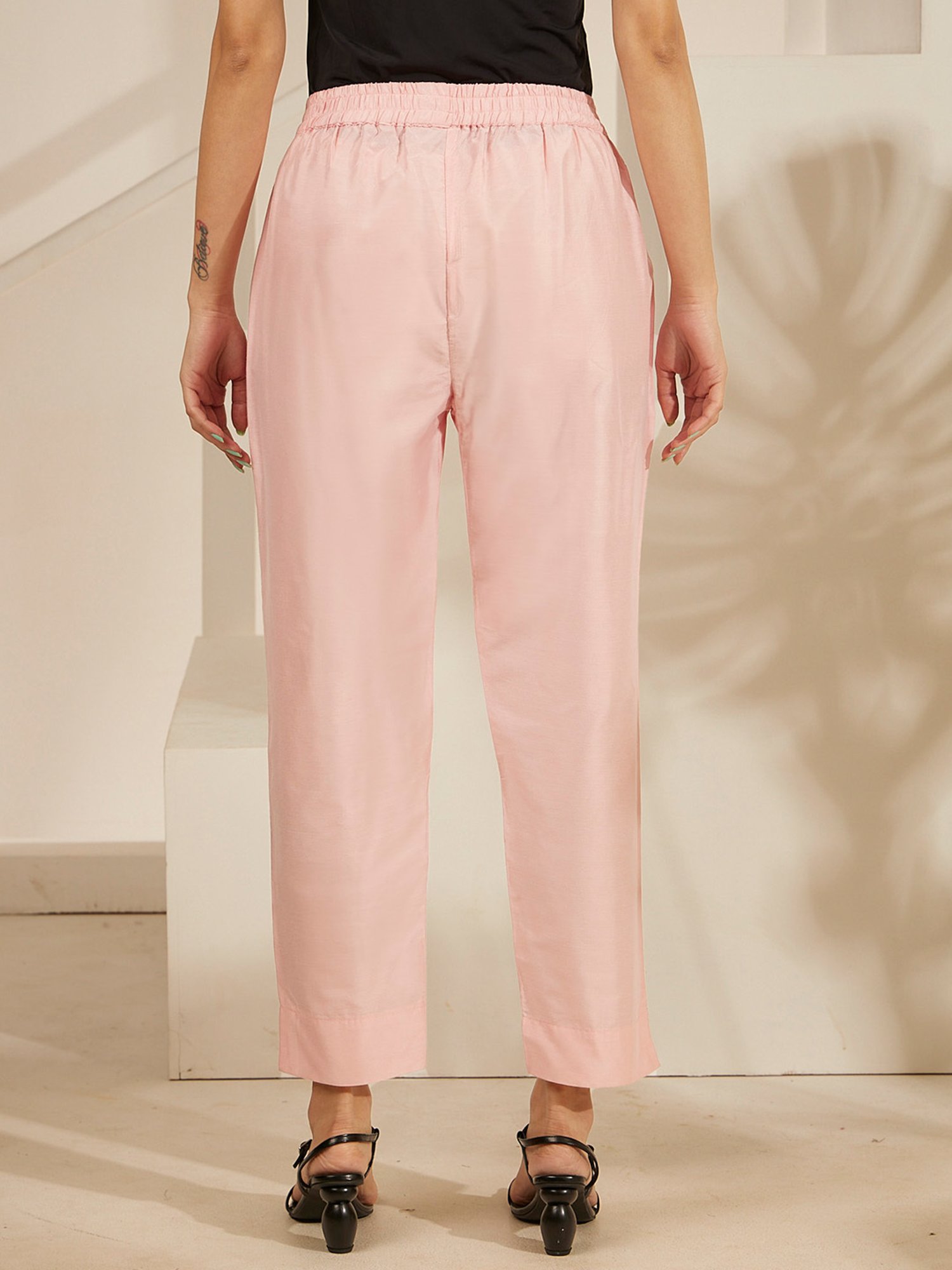 Daali Pink Viscose Blooming Mood Pencil Pants