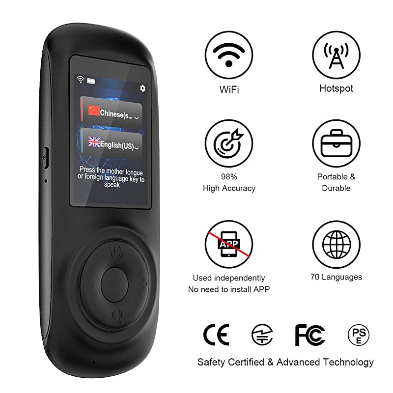 Translator Device Smart Voice Translator with 2.4inch HD Touch Screen Support 70 Languages for Learning Travel Business Shopping