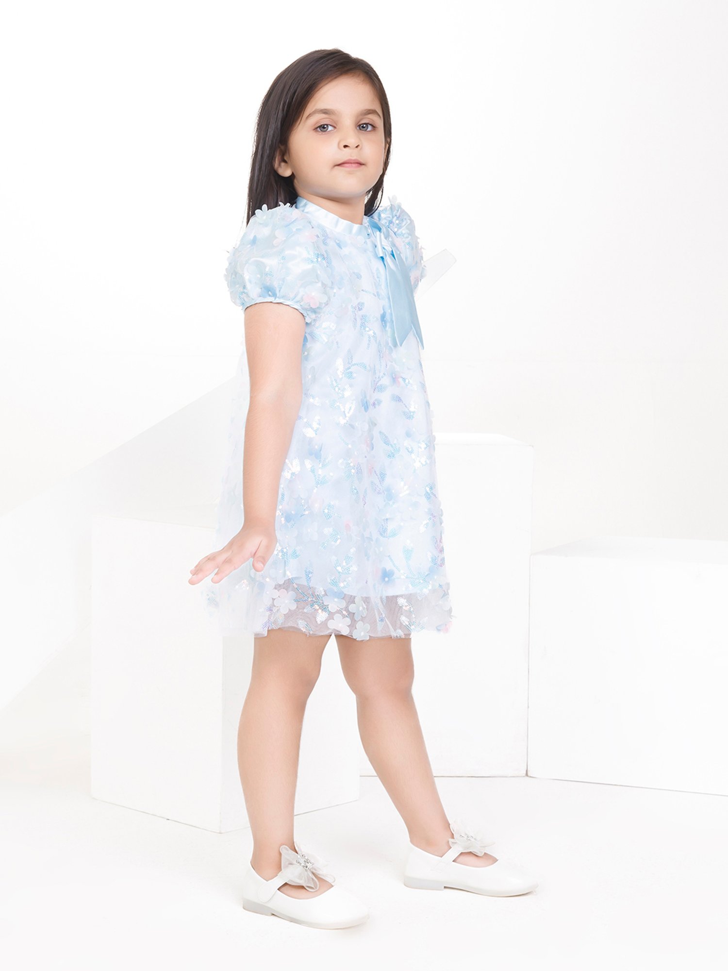 Peppermint Kids Light Blue Embellished Dress