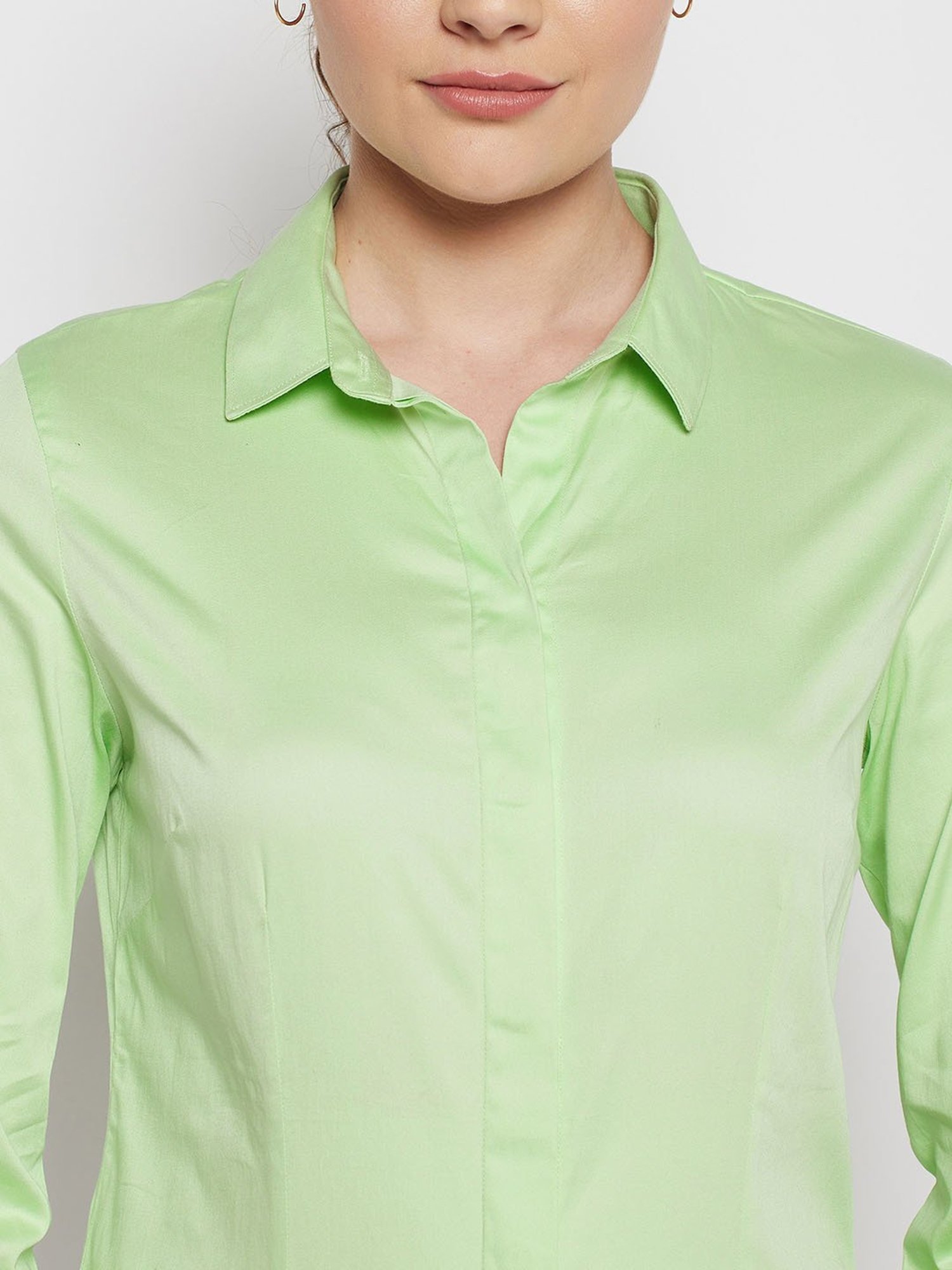 Crozo By Cantabil Green Cotton Shirt