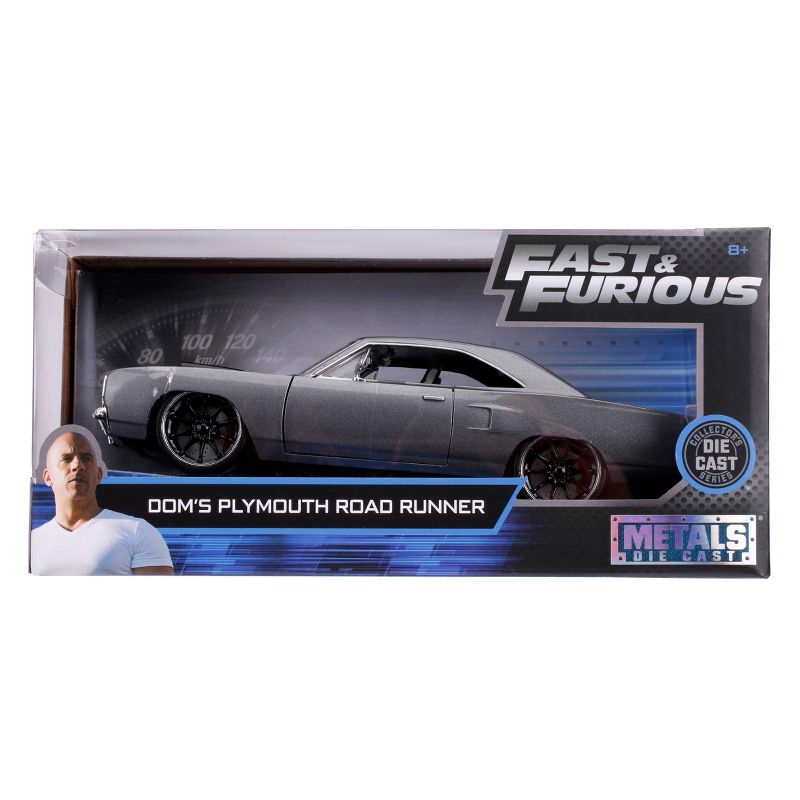Jada Toys Fast & Furious 1970 Plymouth Road Runner Die-Cast Vehicle 1:24 Scale Charcoal Gray