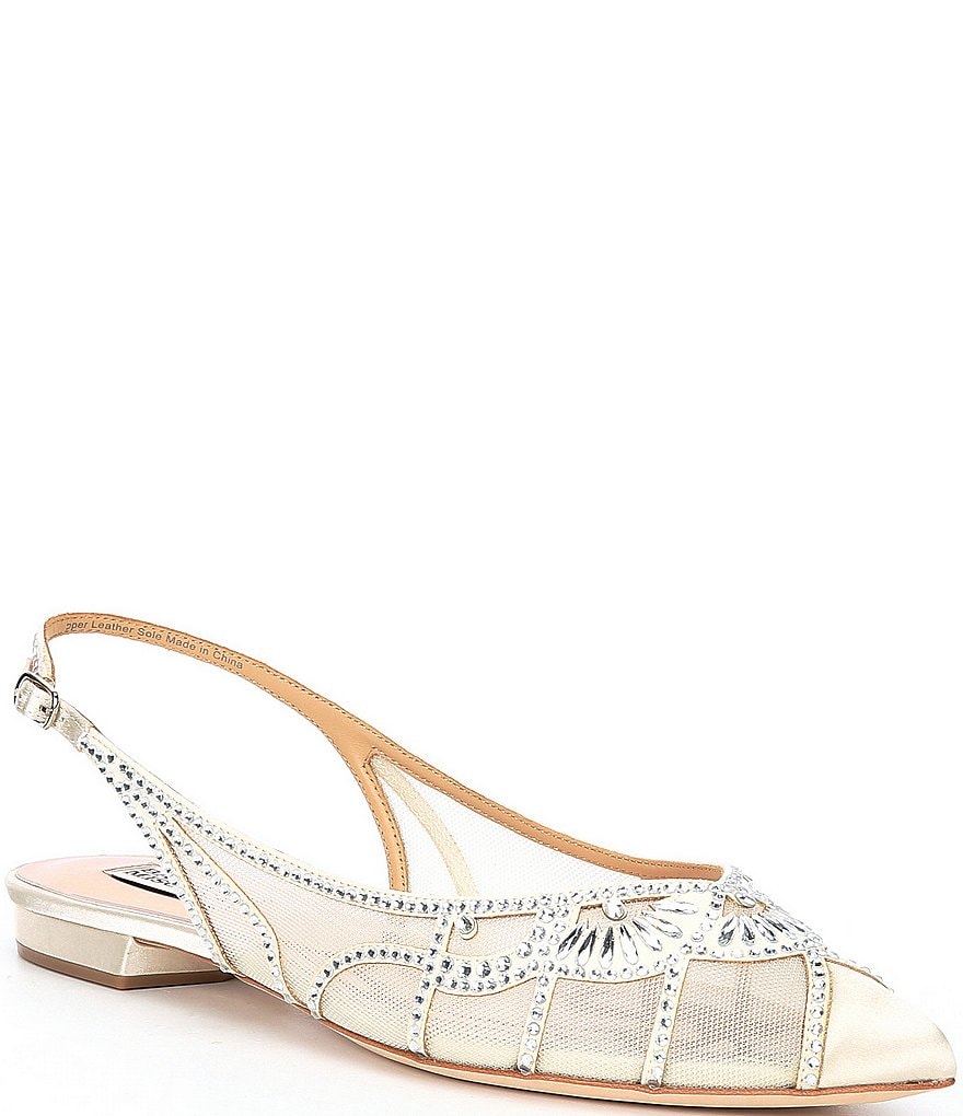 Badgley Mischka Hanna Satin Slingback Flats