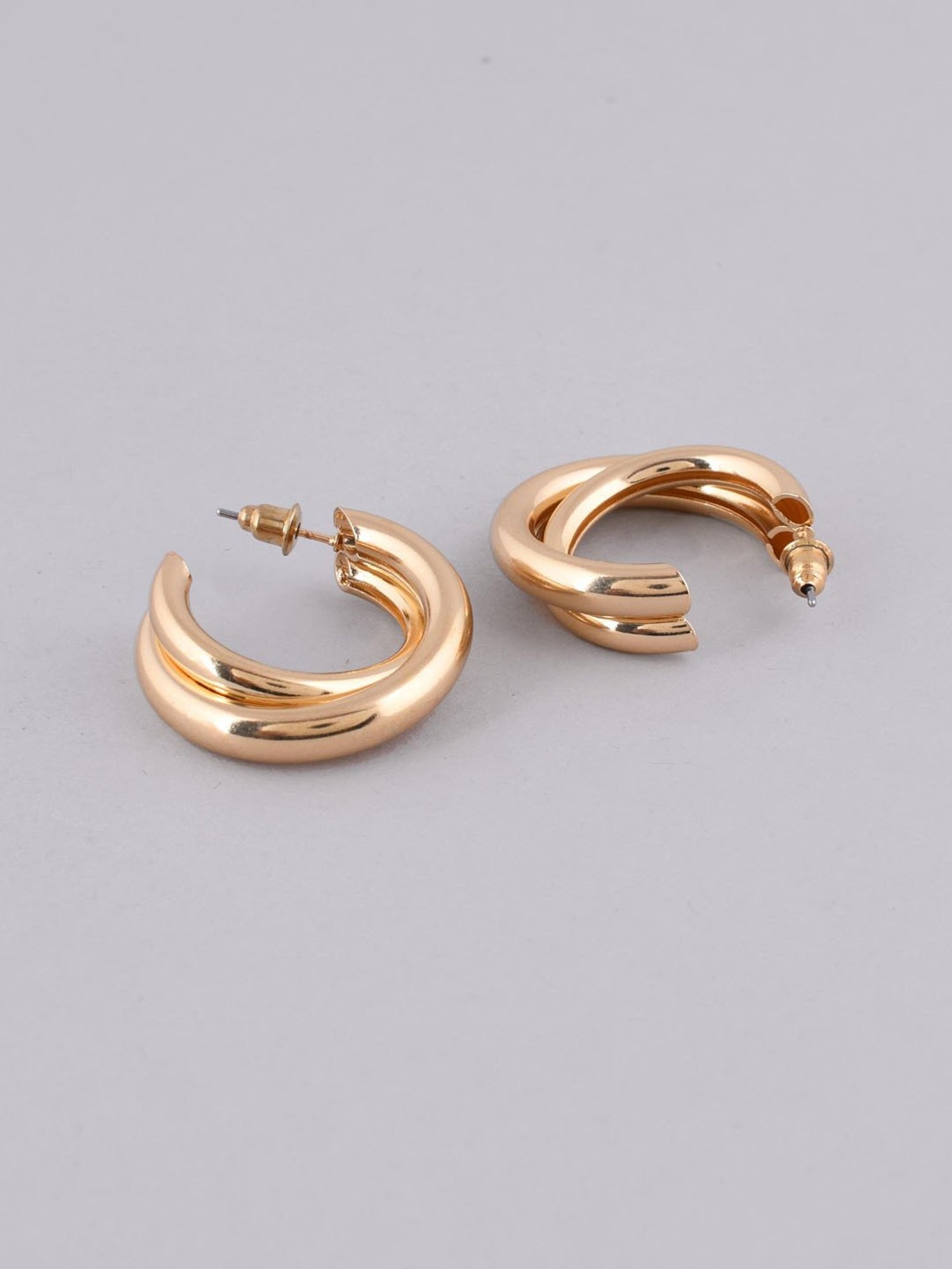 VOJ Women Gold Plated Double Hoop Earring for Women