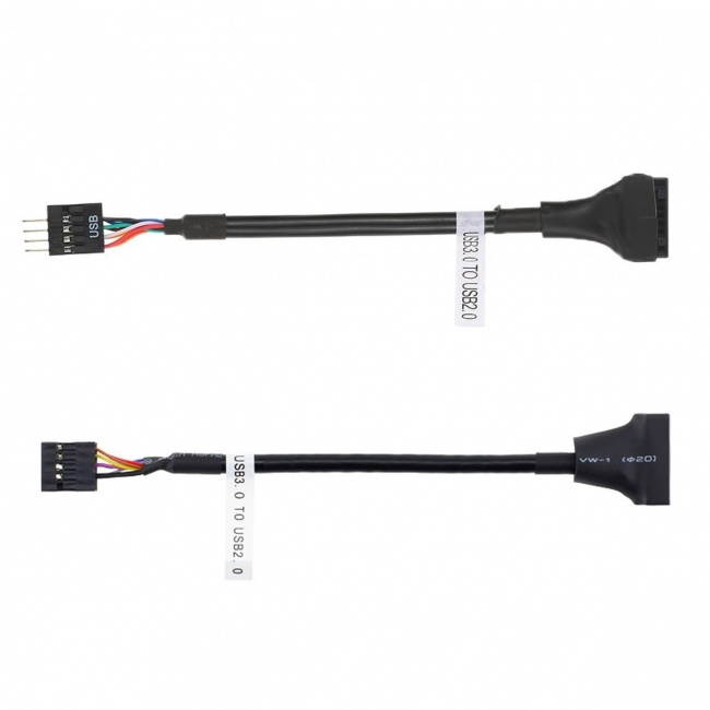 CY 2pcs USB 2.0 9Pin to USB 3.0 20pin Housing Header Female Cable Reversible for Motherboard
