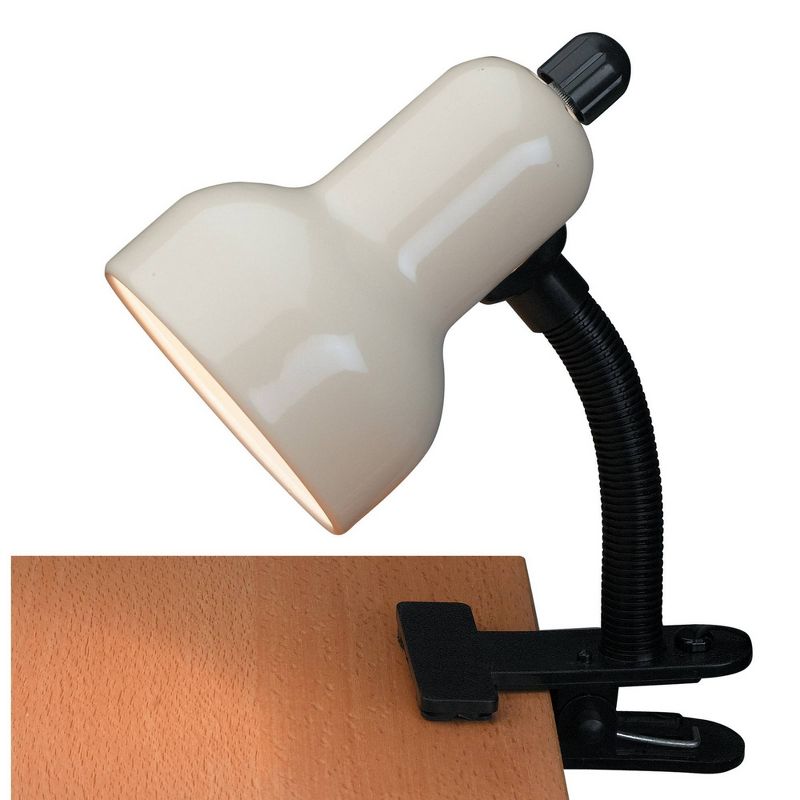 Clip-On 1 Light Desk Lamp with Ivory Shade - Lite Source
