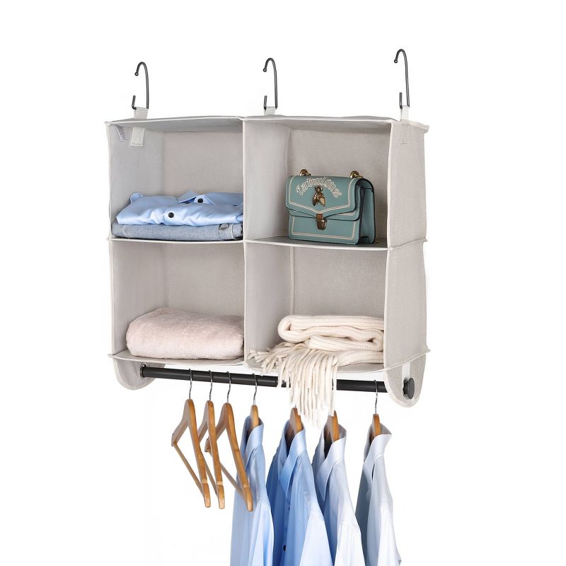 StorageWorks 2+2 Shelves Hanging Closet Organizer Gray